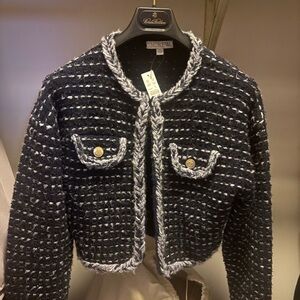 J. Crew Navy and White Textured Blazer